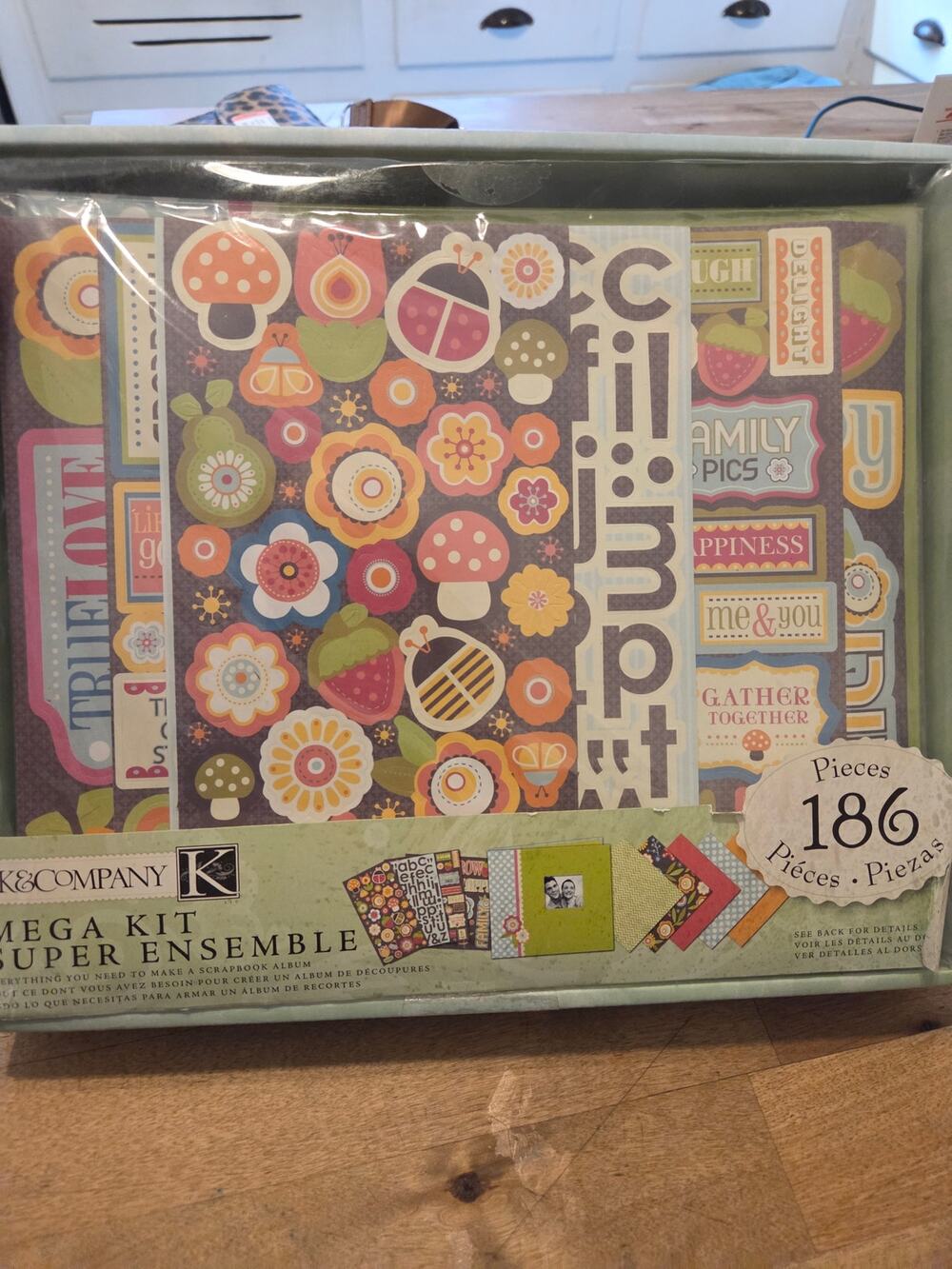K&Company Scrapbook Mega Kit with Album - 186 Pcs Floral Mushroom - Brand New
